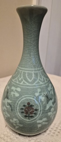 Vintage korean celadon vase - celadon,